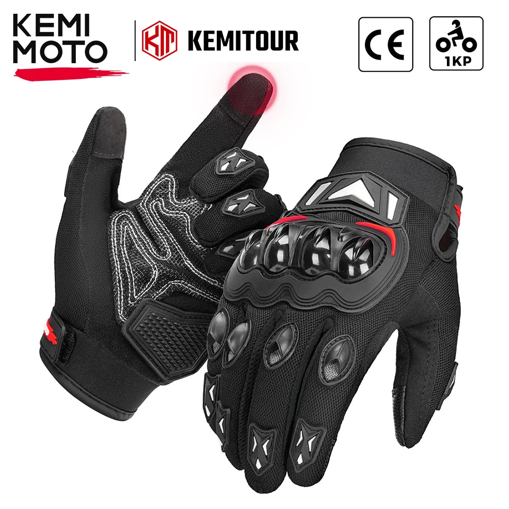 KEMIMOTO Summer Motorcycle Gloves CE Knuckle Protective  Touchscreen Motorbike Riding Gloves Tactical Gloves For Motocross UTV