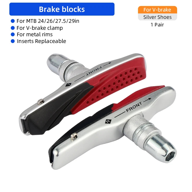 MTB V-brake Pads W/ 70mm Rubber Brake Inserts All Weather Use Metal Rims Wheel Friction Blocks Kits for XT XTR M70R2/S70C/M70CT4