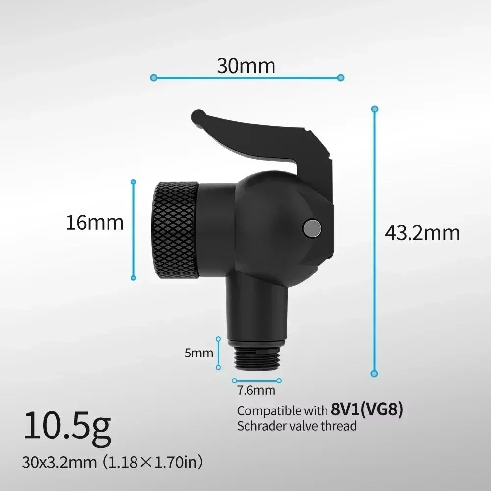 4-in-1 Bicycle Air Nozzle Adapter Inflator Valve fits Presta Schrader Clik Dunlop Connector Snap-lock Quick Connect Pump Nozzle