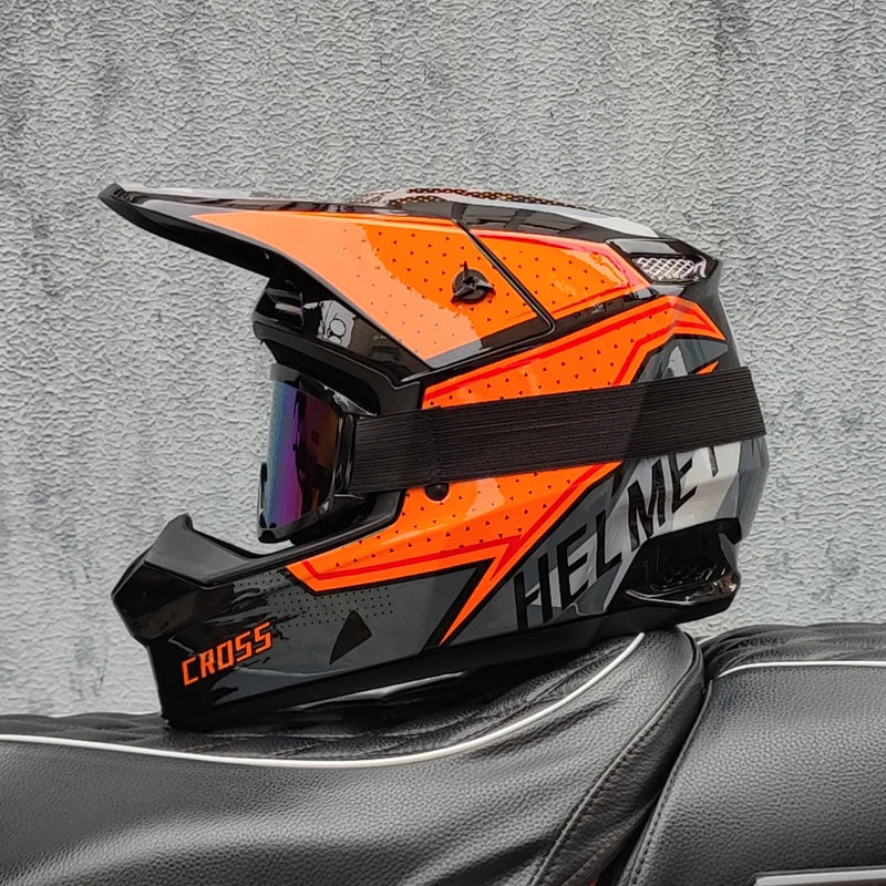 ORZ professional off-road motorcycle helmet, youth off-road full helmet, DOT approved gift of goggles, capacitors de moto