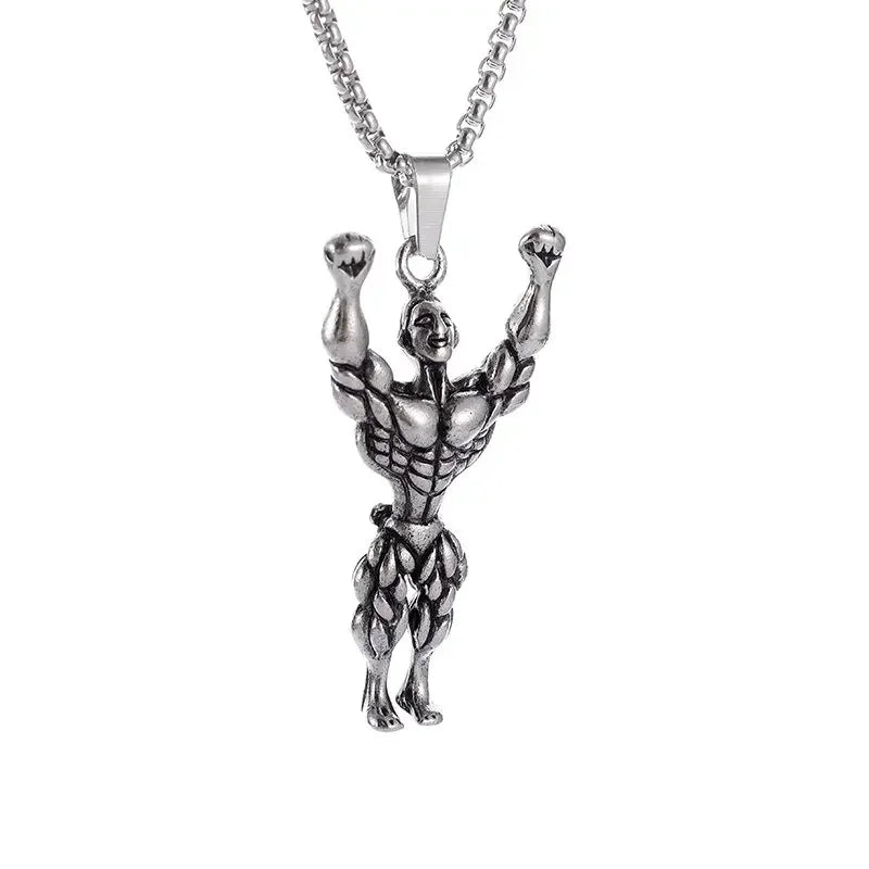 Stainless Steel Barbell Dumbbell Pendant Men\\'s Fitness Bodybuilding Necklace Women\\'s Gym Casual Sports Jewelry