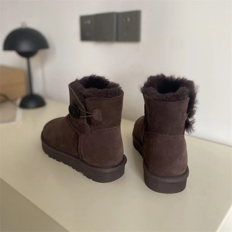 2026 New Design Winter Boots Women Super Mini Real Sheepskin Wool Comfort Warm Natural Fur Shoe Man Classic Snow Boot Size 35-44