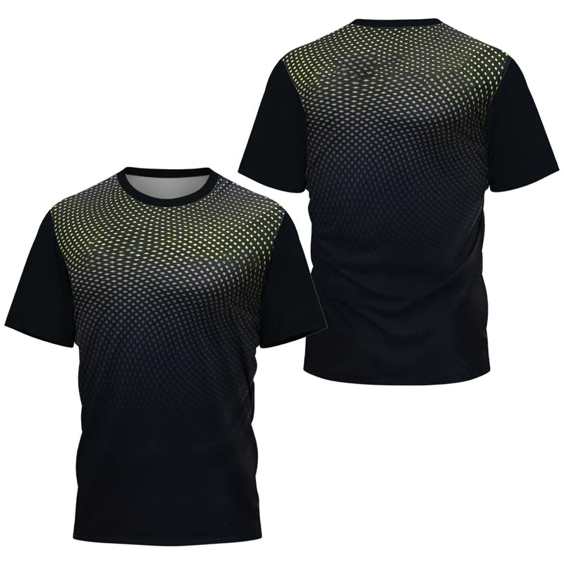 Simple Quick Dry Table Tennis T Shirts For Men Summer Short Sleeve Fashion 3D Printed Sports T-shirts Loose Breathable Gym Tops