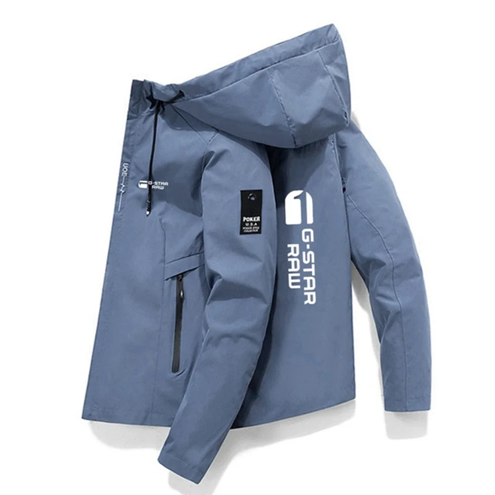 2026 New Season Spring and Autumn Men's Jacket - High-Quality Printed Outdoor Sports Hooded Fashion Sporty Casual Jacket