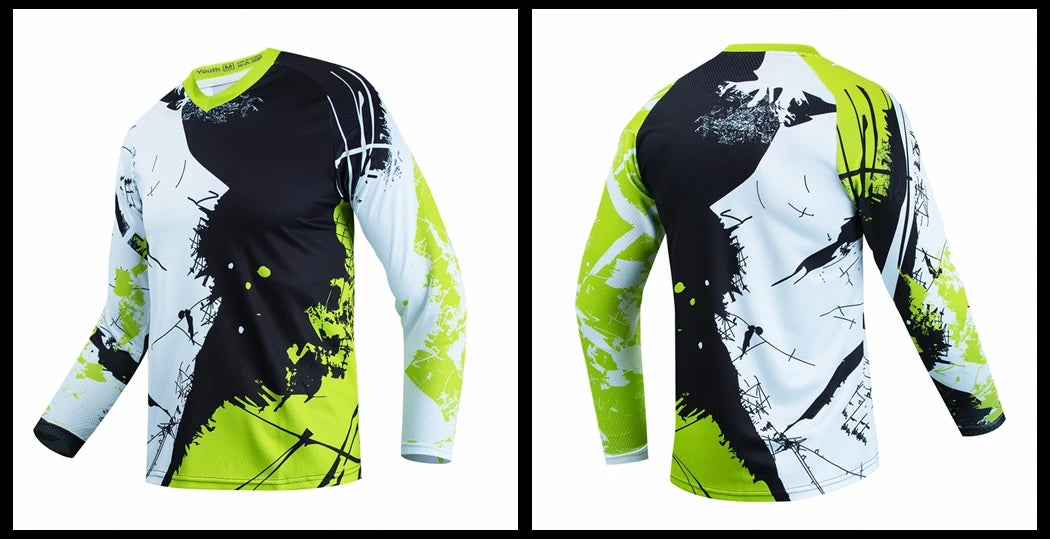 Black Dirt Bike Jersey Kids Motocross Jersey Youth Off Road Motorcycle Shirt Boys DH BMX mtb Jersey Long Sleeve Cycling Jersey