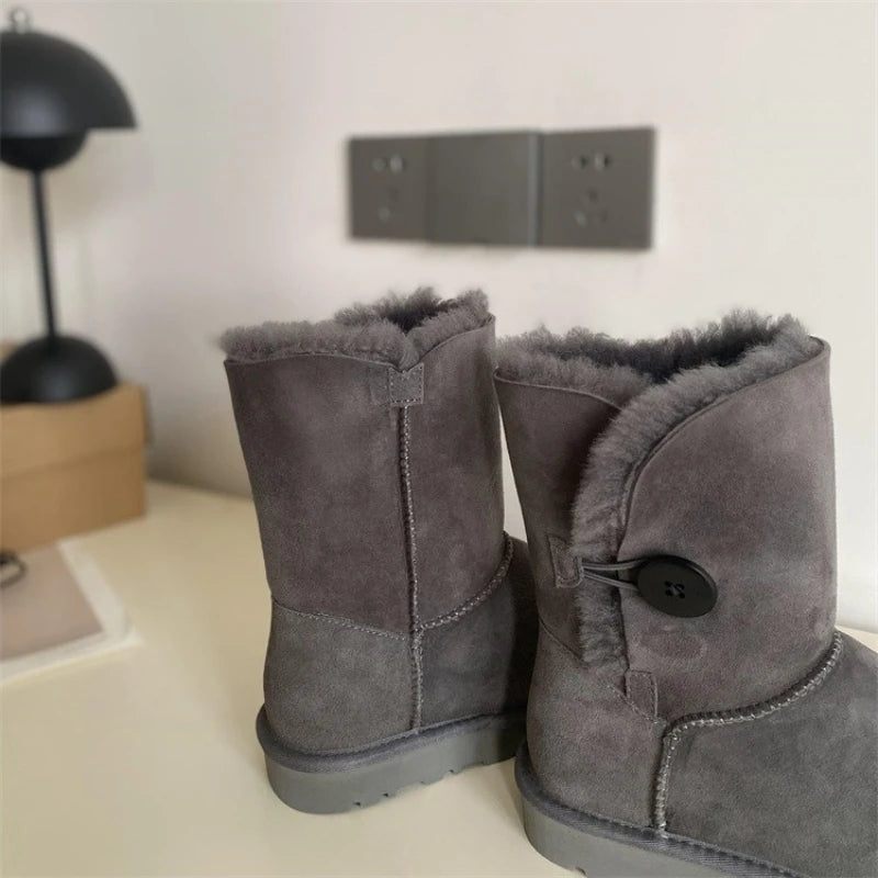2026 New Design Winter Boots Women Super Mini Real Sheepskin Wool Comfort Warm Natural Fur Shoe Man Classic Snow Boot Size 35-44