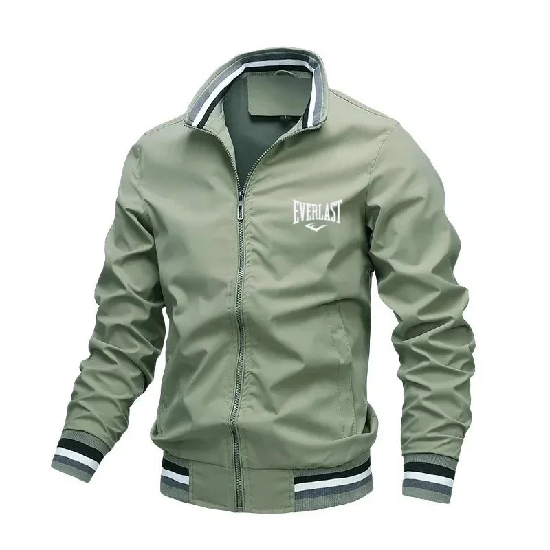 Autumn and Winter Men's Standing Collar Casual Zipper Business Jacket Outdoor Sports Jacket Waterproof and Windproof Solid Color