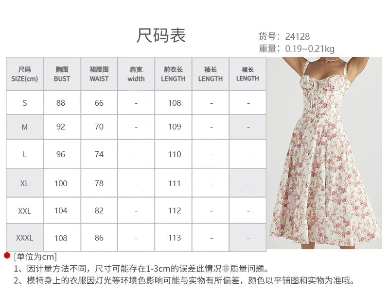 Women Summer Dress 2024 Fashion Floral Print Halter Sling V Neck Bra Sleeveless Gentle Woman mid-calf Dresses Vestidos GHH24128
