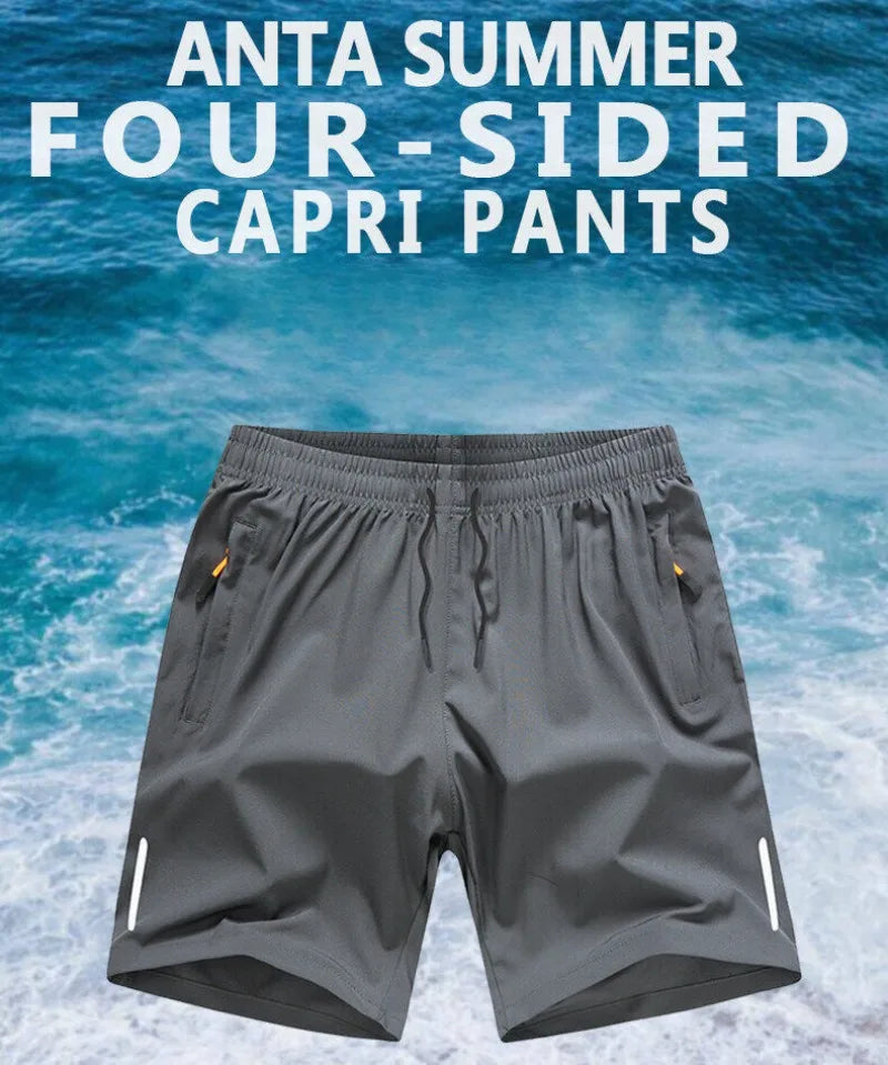 Sports Shorts Man Summer Ice Silk Beach Pants Casual Loose Thin Basketball Running Gym Clothing Shorts Sweat Wicking Hygroscopic