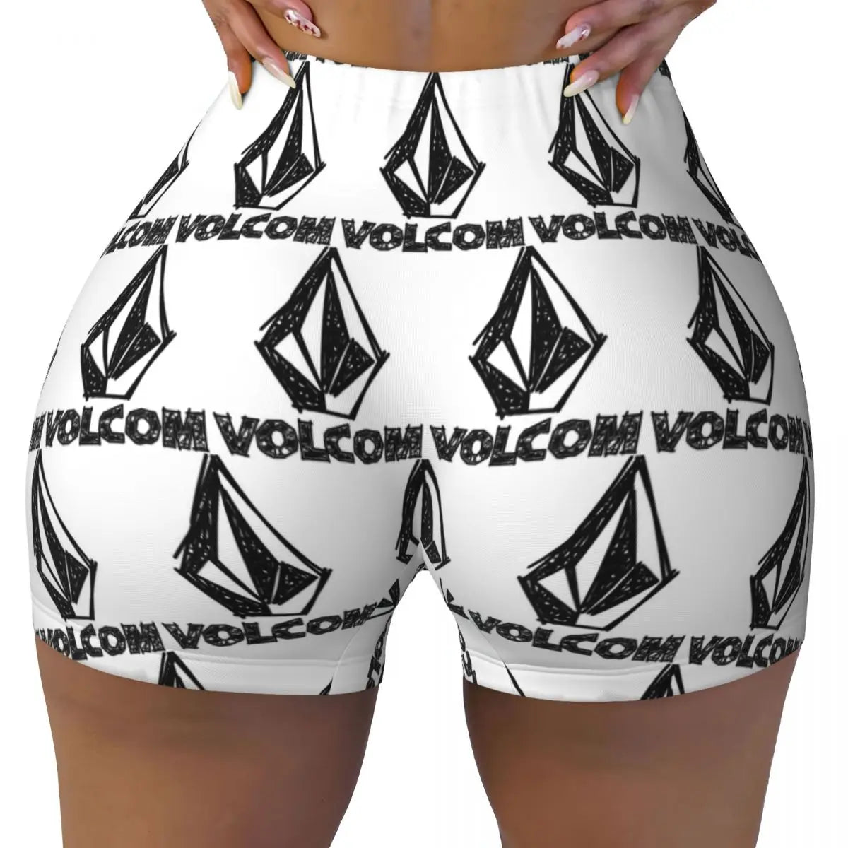 Custom V-Volcom Logo Women Gym Workout Running Shorts Athletic Volleyball Biker Yoga Shorts