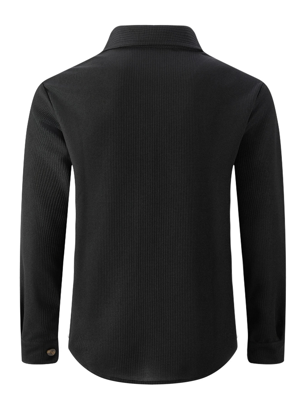 Men's Waffle Knit Button Down Shirt - Casual Long Sleeve Turn Down Collar Chest Pocket Work Shirt
