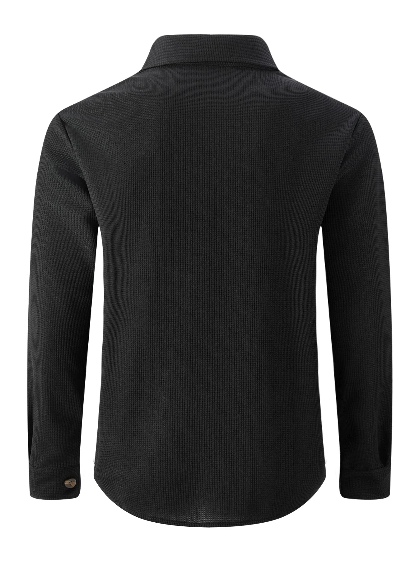 Men's Waffle Knit Button Down Shirt - Casual Long Sleeve Turn Down Collar Chest Pocket Work Shirt