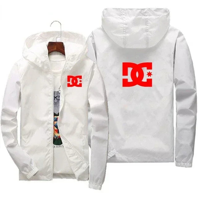 New men's hooded jacket, fashionable for outdoor use, windproof and waterproof, with zipper design, casual sports jacket