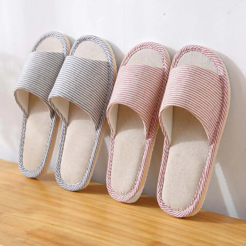 Four Season Linen Home Slippers Women Indoor Bedroom Women House Slides Autumn Unisex Lovers Shoes Adults Outdoor Casual Sandals