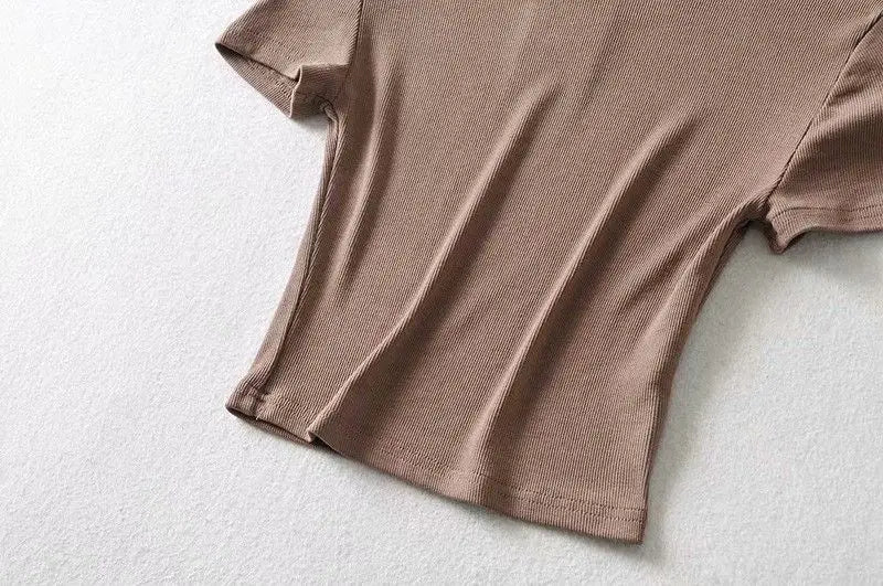 Summer Woman Slim Fit t-shirt tight Cotton Short-Sleeve O-neck tee Crop Tops