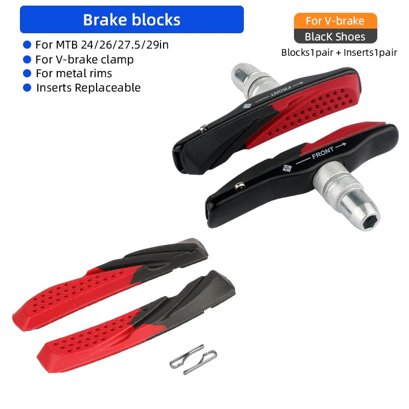 MTB V-brake Pads W/ 70mm Rubber Brake Inserts All Weather Use Metal Rims Wheel Friction Blocks Kits for XT XTR M70R2/S70C/M70CT4