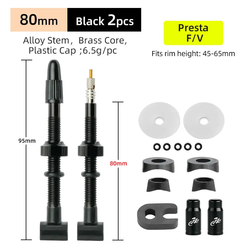 Presta Nozzles W/ Uni-body Rectangle Base for Bicycle Tubeless Rim F/V Valve Nipples MTB Road Bicycle Carbon Wheelset Tire Part