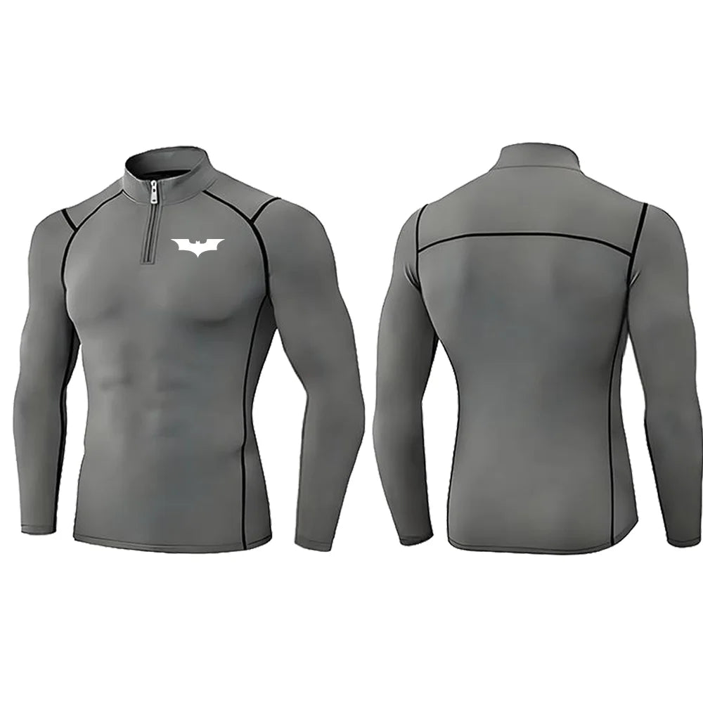 2025 Men's Bat Print Compression Shirt Quick Dry T-Shirt Gym Running Jersey Breathable Short Sleeve S-3XL