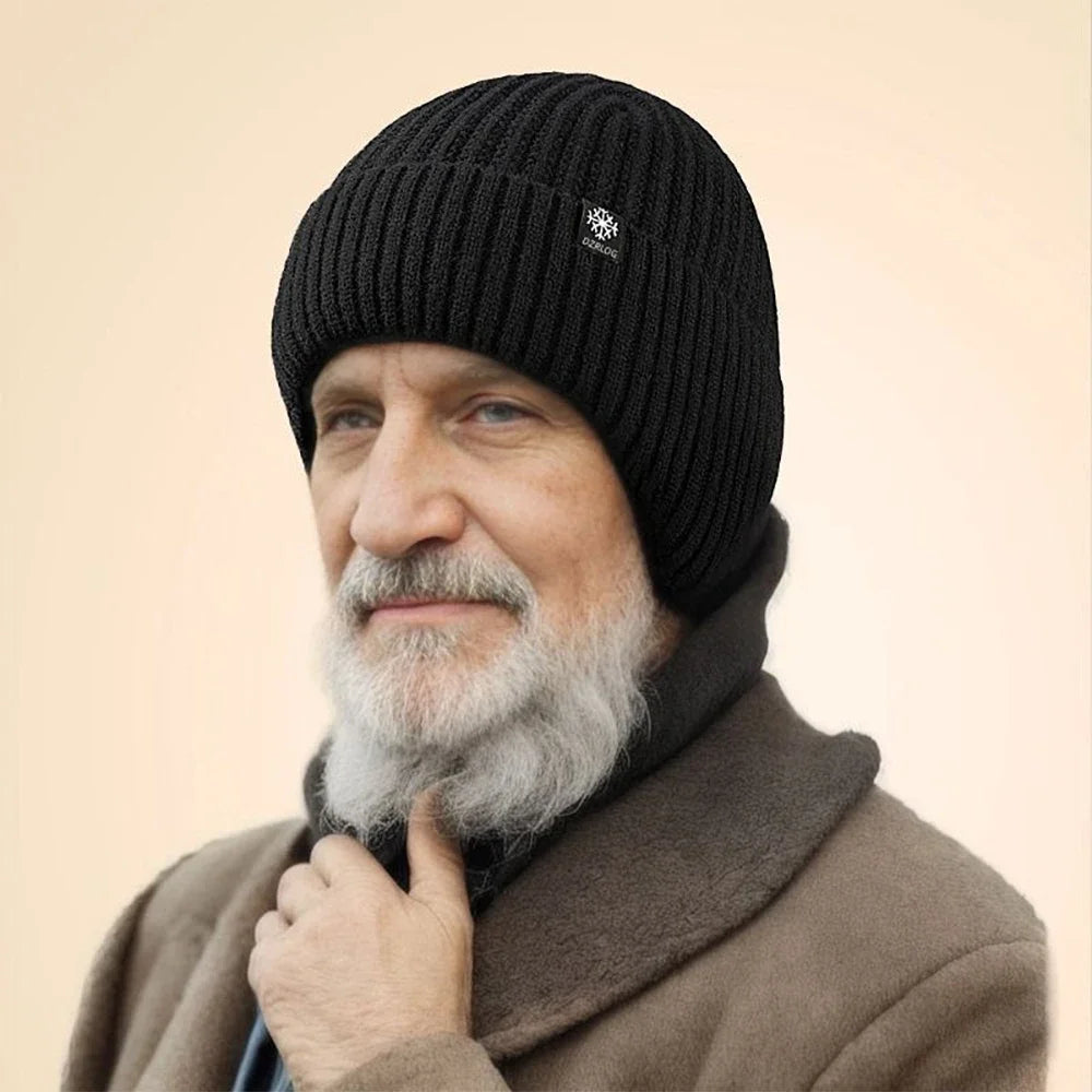 2pcs Winter Cycling Fleece Hats Knitted Plush Warm Outdoor Sports Cap Scarf for Women Men Hat Windproof Ski Ear Protection Gift