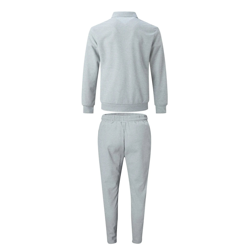The new 2025 spring and autumn sports men's youth popular solid color jacket jacket trousers two leisure sports suit