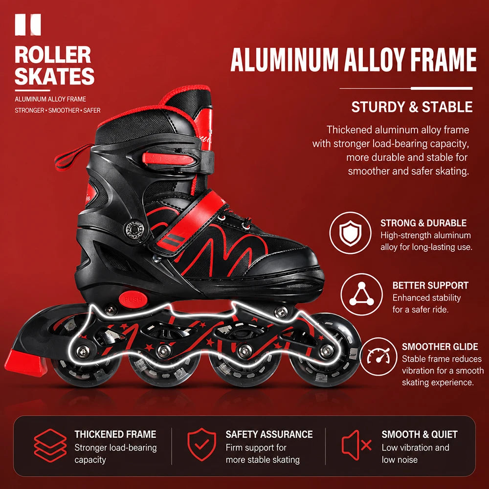 Kids Inline Skates Adjustable Roller Blades Boys Girls Flash Wheels Outdoor Skating Shoes Safe Brake ABEC7 Beginners Youth Sport