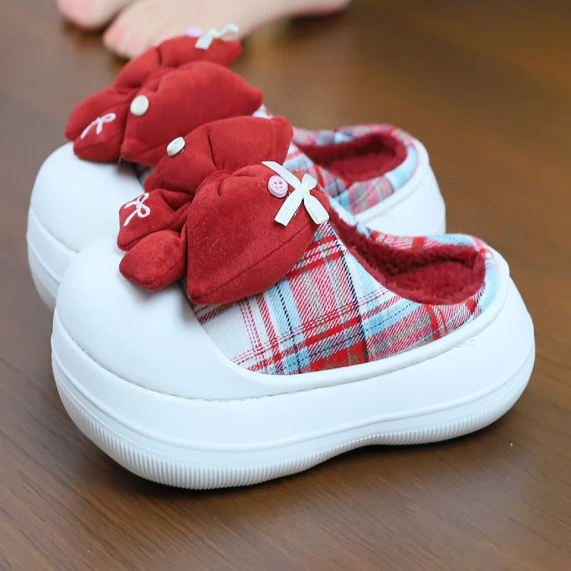 New fuzzy house slippers woman sweet furry cat designer mary janes shoes for women thick sole home slipper floor shoes bedroom