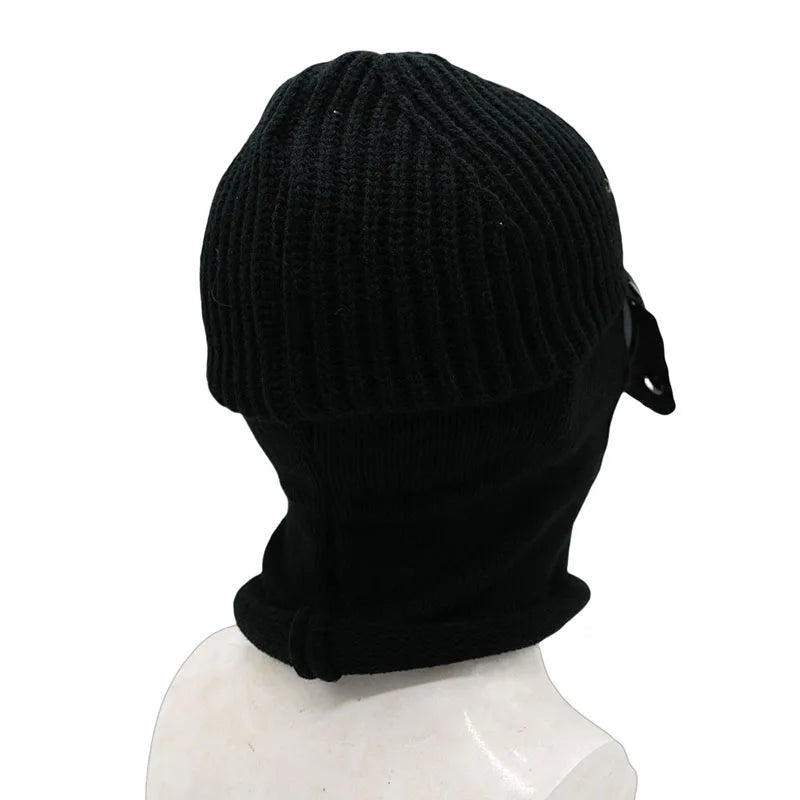1 Pcs Trendy Autumn Winter Warm Caps Aviator Glasses Men Women Ear Protection Windproof Cycling Full Face Cover Warm Knitted Hat
