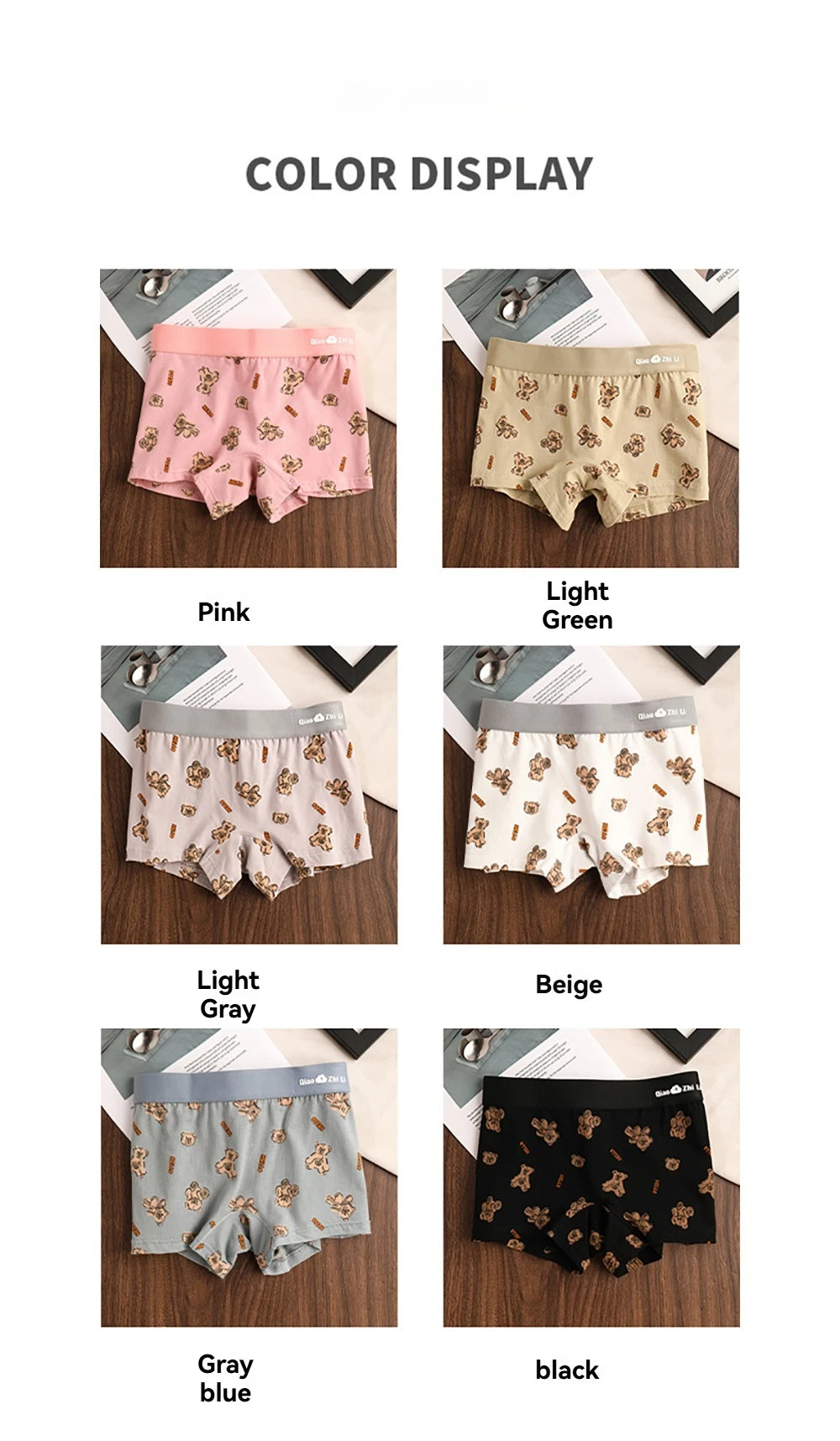 3PCS/Pack Autumn Winter Cotton Cute Bear Print Women's Panties Antibacterial Breathable Crotch Underwear Comfortable Soft Linger