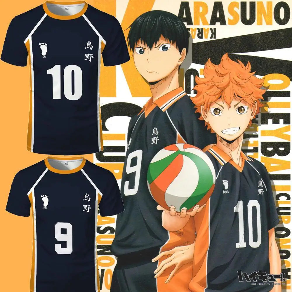 Anime Haikyuu Role Play Jersey Karasuno High School Volleyball Club Hinata Shoyo Kageyama Sportswear Jersey Unisex Crew Neck Top