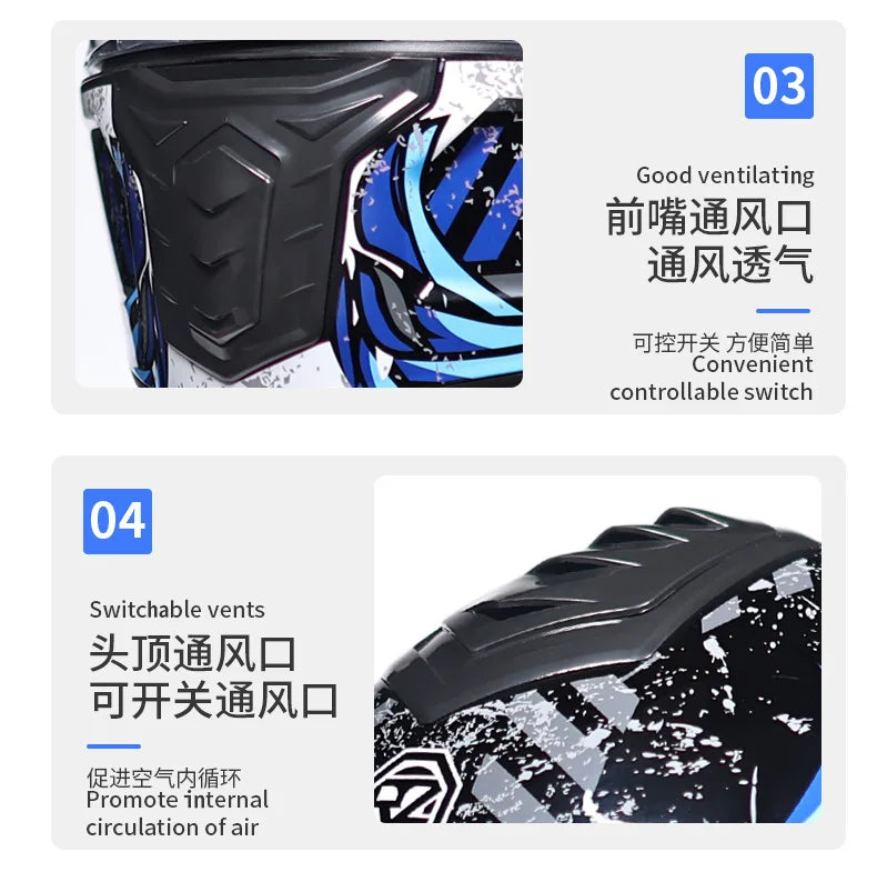 Orz-958 Motorcycle Helmet, Men's and Women's Open Face Helmet, Summer Dual Mirror Large Tail, Semi Fully Covered All Season