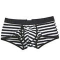 Men Boxer Stripe Side Opening Sexy Mid Rise Male Underpants Comfortable Thin Men Underwear For Bathroom
