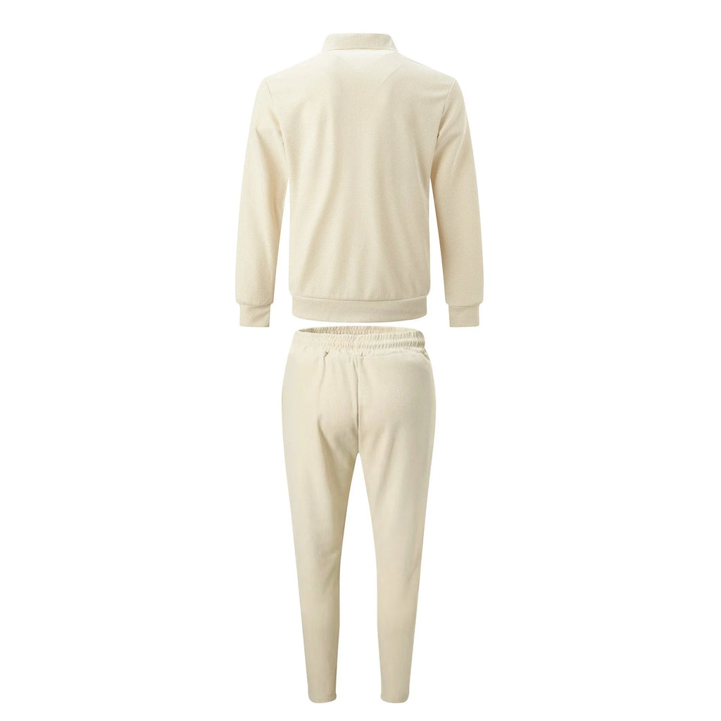 The new 2025 spring and autumn sports men's youth popular solid color jacket jacket trousers two leisure sports suit