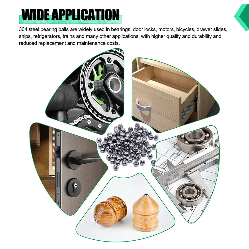 620PCS 6 Size Bicycle Bearing Balls Precision Steel Balls carbon steel Assorted Loose Kit 1/4 7/32 3/16 5/32 1/8 3/32