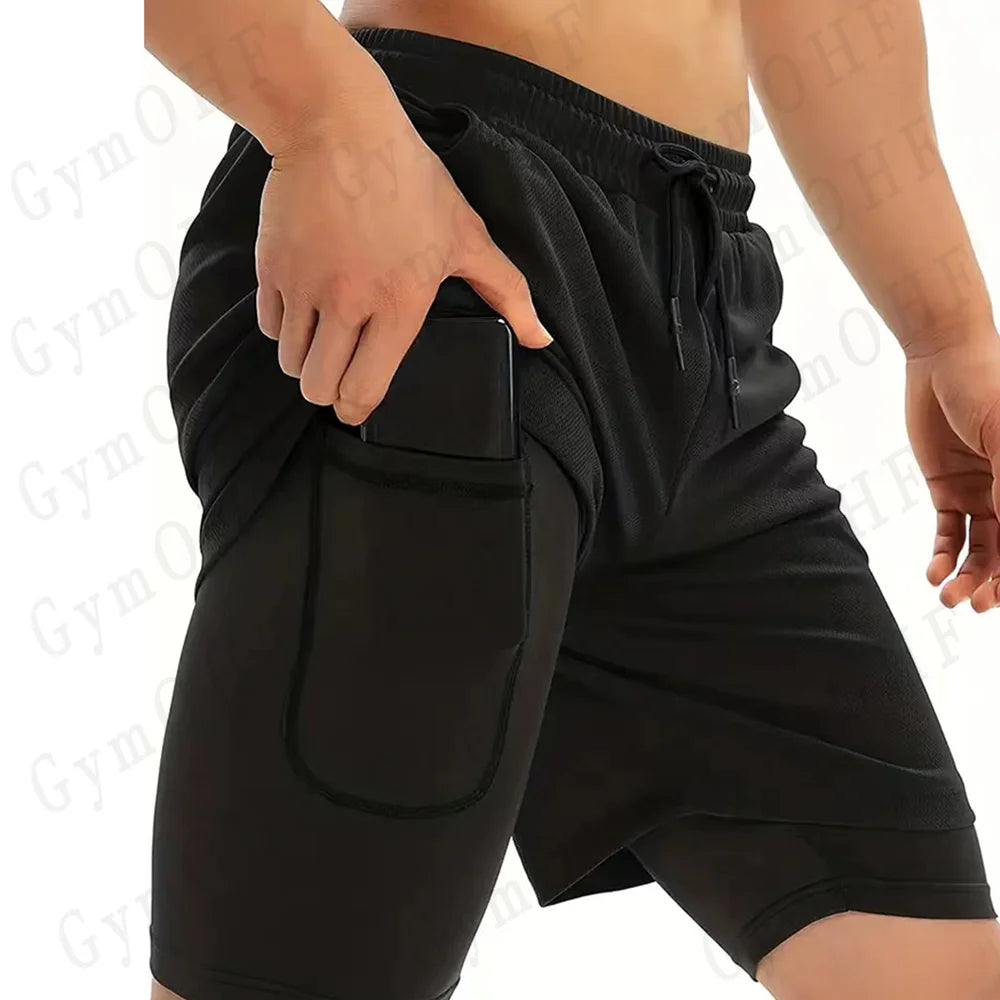 LONSDALE Men's Pattern Printed Fitness Shorts Double Layer 2-in-1 Fast Drying Fitness Outdoor Leisure Training Sports Shorts