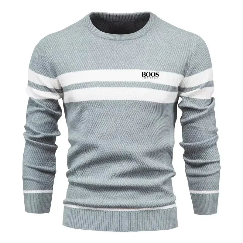 New Autumn Pullover Men's Sweater O-neck Patchwork Long Sleeve Warm Slim Sweaters Men Casual Fashion Sweater Men Clothing