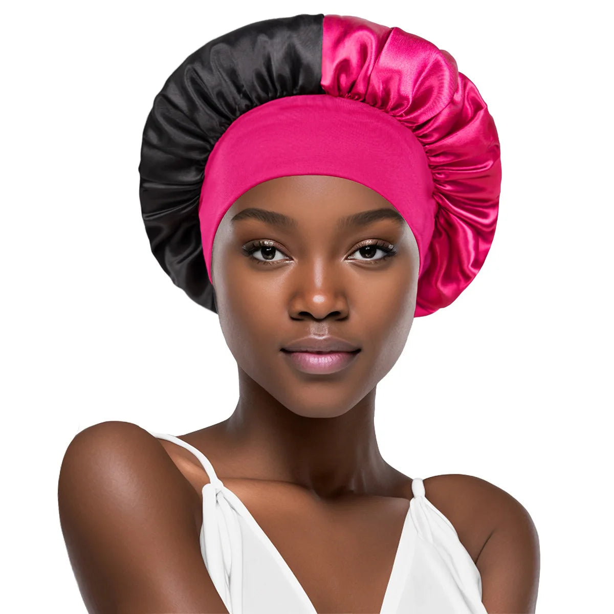 Women Wide Edge Satin Bonnet Sleeping Hat Double Colors Round Shower Caps Unisex Cap Apparel Accessories