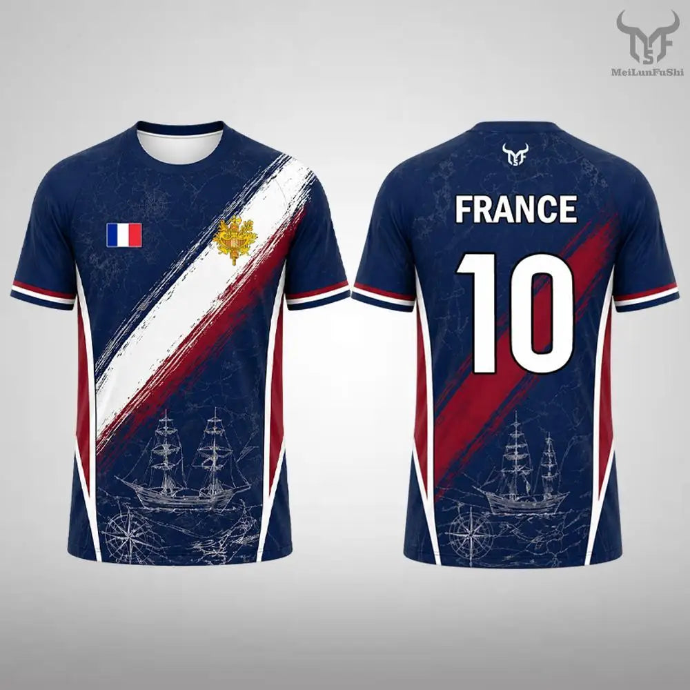 New France Flag Printed T-shirt Men Breathable And Quick-drying Soccer Jersey Unisex Casual Sports Training Short-sleeved Top