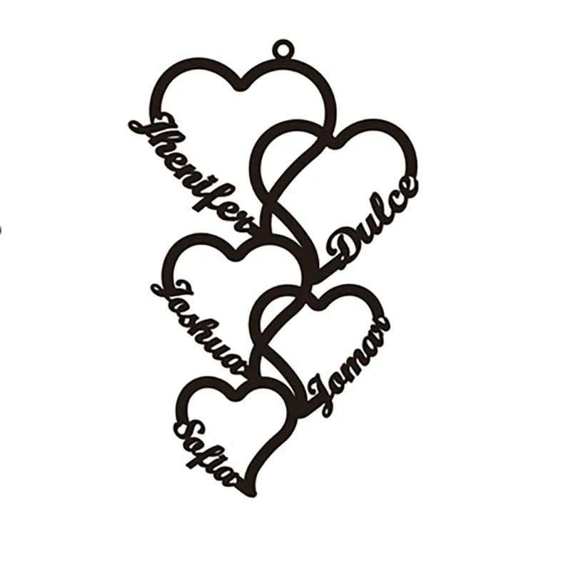 Personalized Heart Name Necklace Customized 2-5 Heart Name Pendant Family Necklace Stainless Steel Jewelry Mother's Day Gift