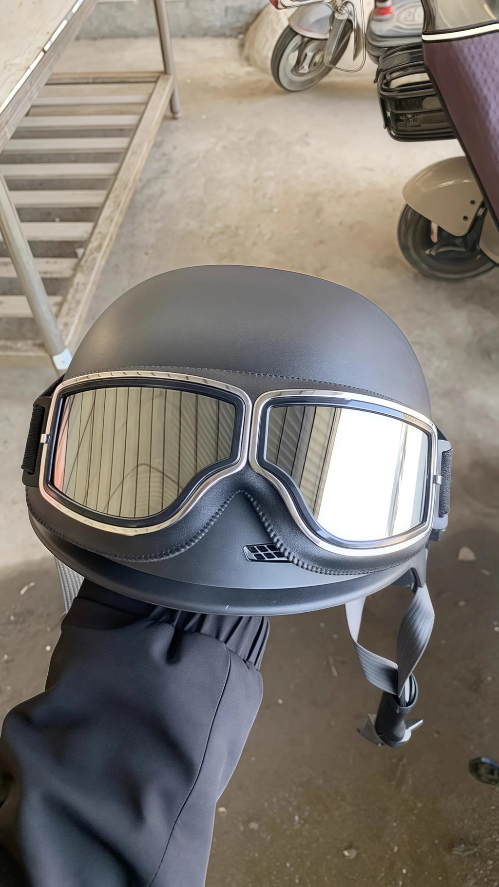 Best Selling Vintage Goggles Motorcycle Leather Goggles Glasses Cruiser Folding Goggles Newest Sunglasses Motocross Safety