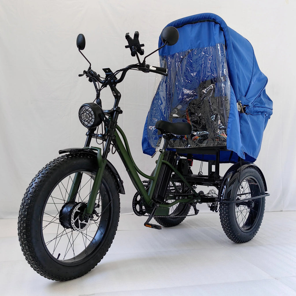 Transportation Vehicle  Bike  2024 Electric 3 Wheeler Trike Fat Tire ThreeWheel Electric Cargo Bicycle with Canopy