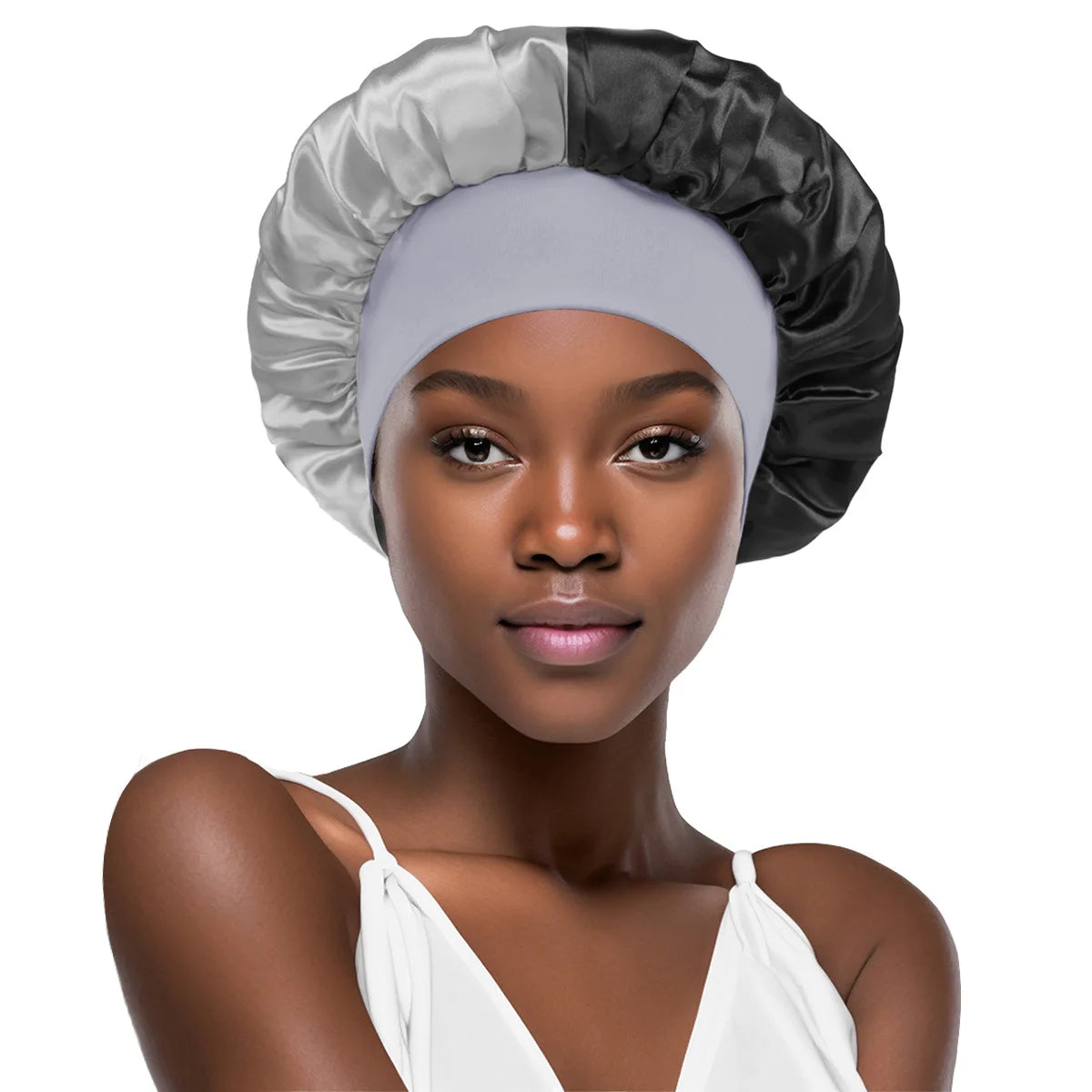 Women Wide Edge Satin Bonnet Sleeping Hat Double Colors Round Shower Caps Unisex Cap Apparel Accessories