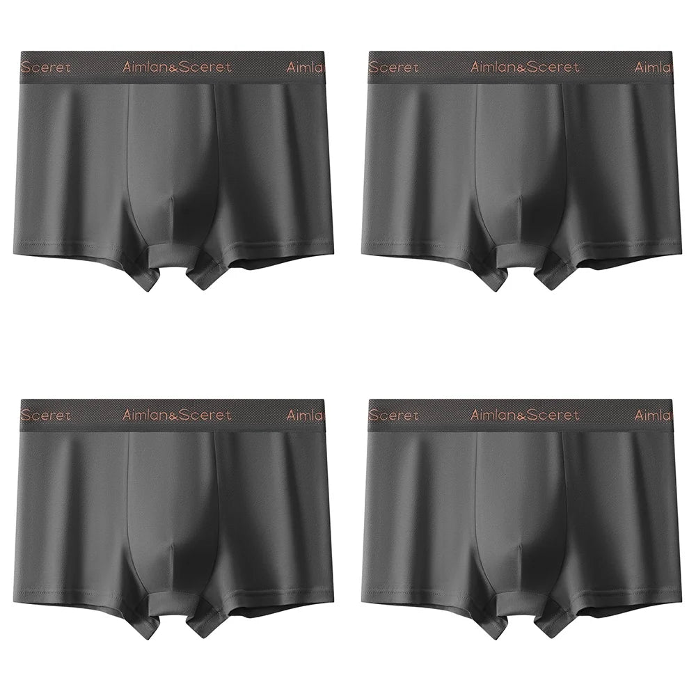 4Pcs Men Underwear Sporty Boxers Plus Size Youth Boxer Shorts Comfortable Breathable Flat Pants Men's Square Panties Briefs Gift