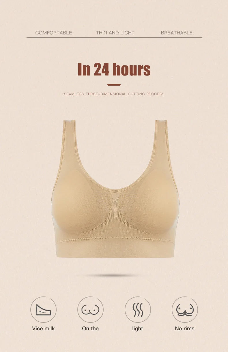 S-7XL Plus Size Thin Non-underwire Bra Zero Bondage Women's UnderwearSports Yoga Wireless Vest Seamless adjustable Brassiere