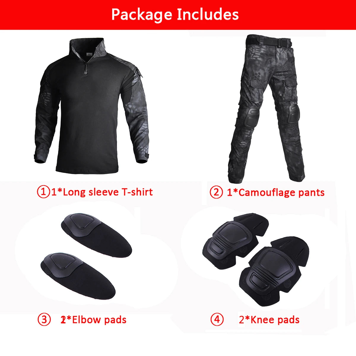 Tactical Suits Camo Uniform Clothes Outdoor Men Clothes Wear resistant Airsoft Hunting Suit Combat Shirt + Cargo Pants+4 Pads