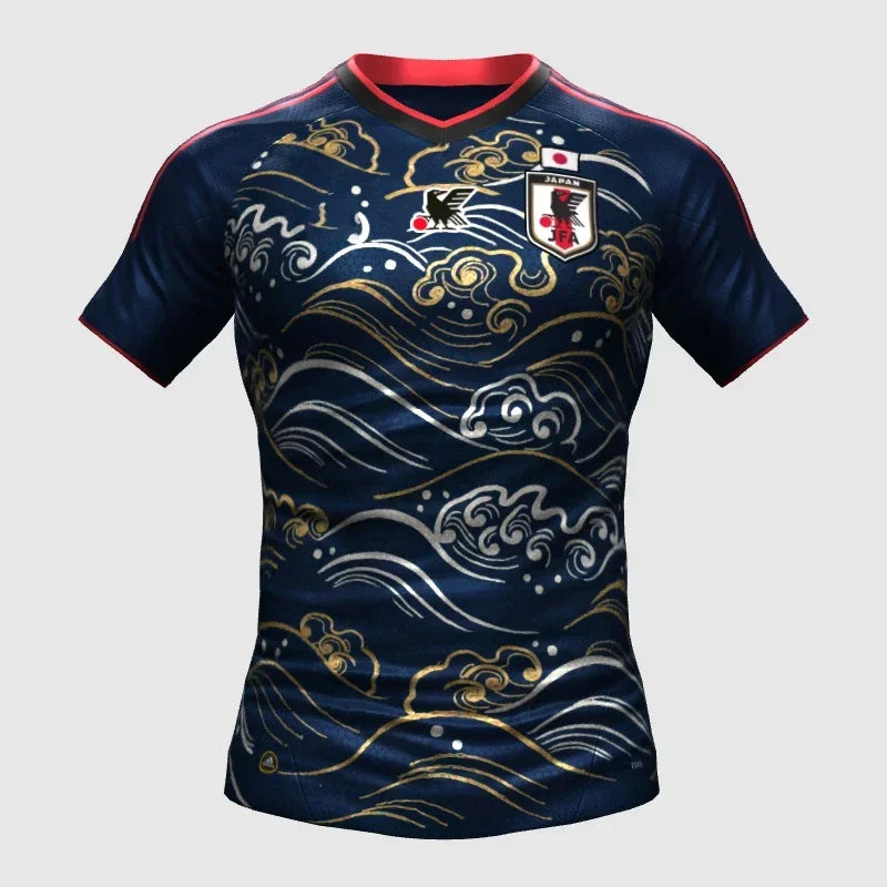 3D printed special edition concept men's sports quick-drying and breathable football T-shirt for Japanese football fans.