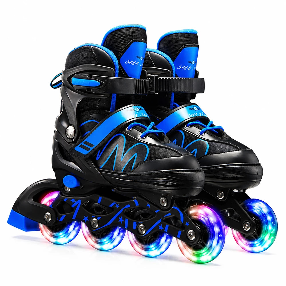 Kids Inline Skates Adjustable Roller Blades Boys Girls Flash Wheels Outdoor Skating Shoes Safe Brake ABEC7 Beginners Youth Sport