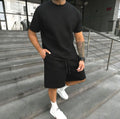 New men's summer jacquard short-sleeved shirt and short pants casual breathable T-shirt and short pants sports outfit streetwear