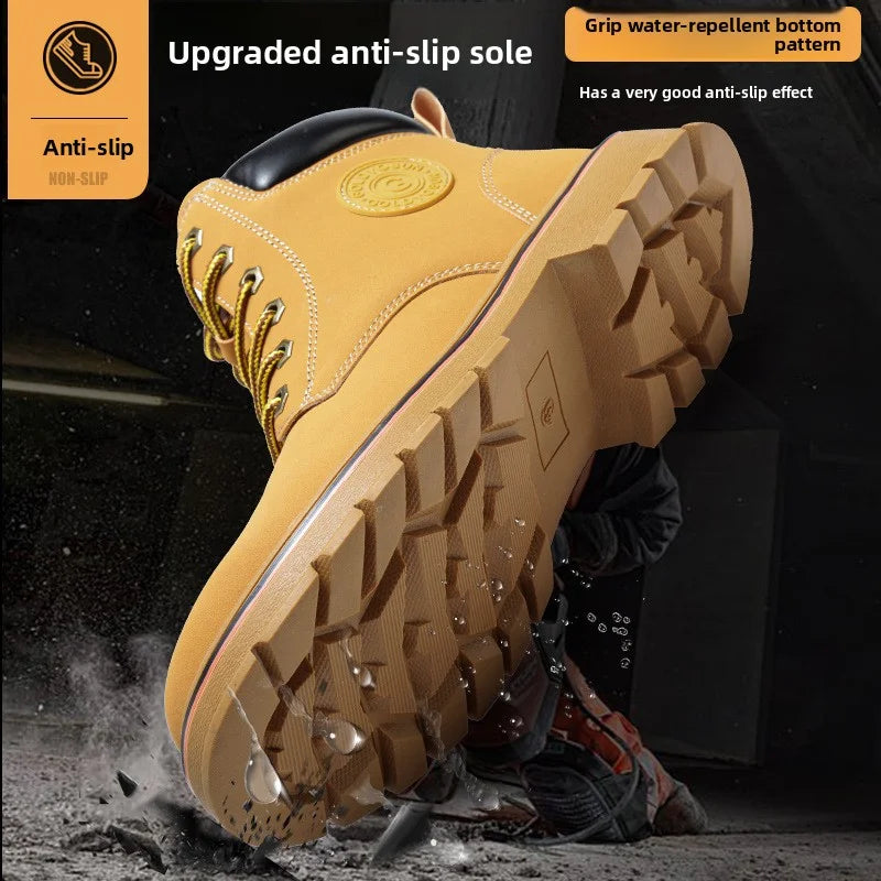 high-top Work Boots For Men Anti-smash Anti-puncture Work Shoes with Steel Toe leather safety shoes men for work waterproof shoe