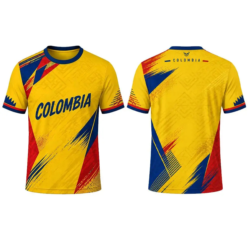 New Colombia Flag Colors Print Soccer Jersey Stadium Sports Training Breathable Soccer T-Shirt Men's Outdoor Casual O-neck Tops
