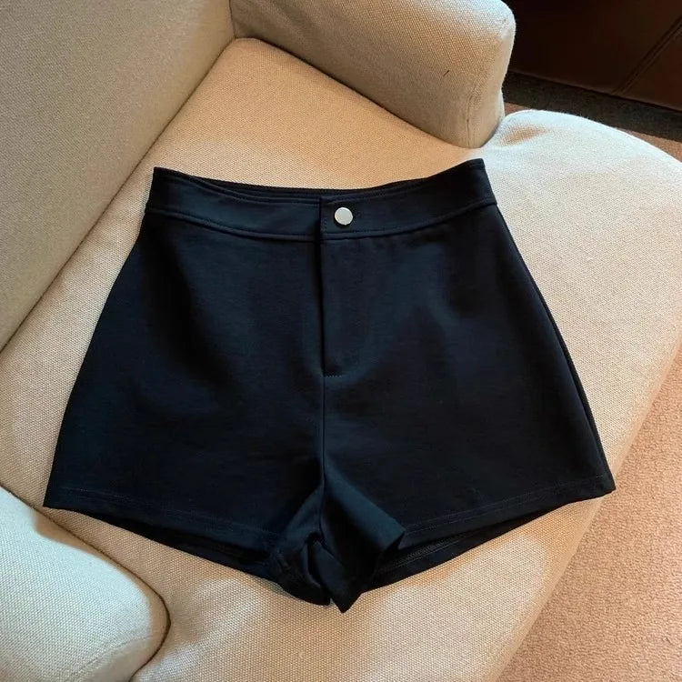 2026 Women's Summer Black Shorts, Thin Breathable High Waist Slim-fit A-line Stretchy Hot Pants for Y2K
